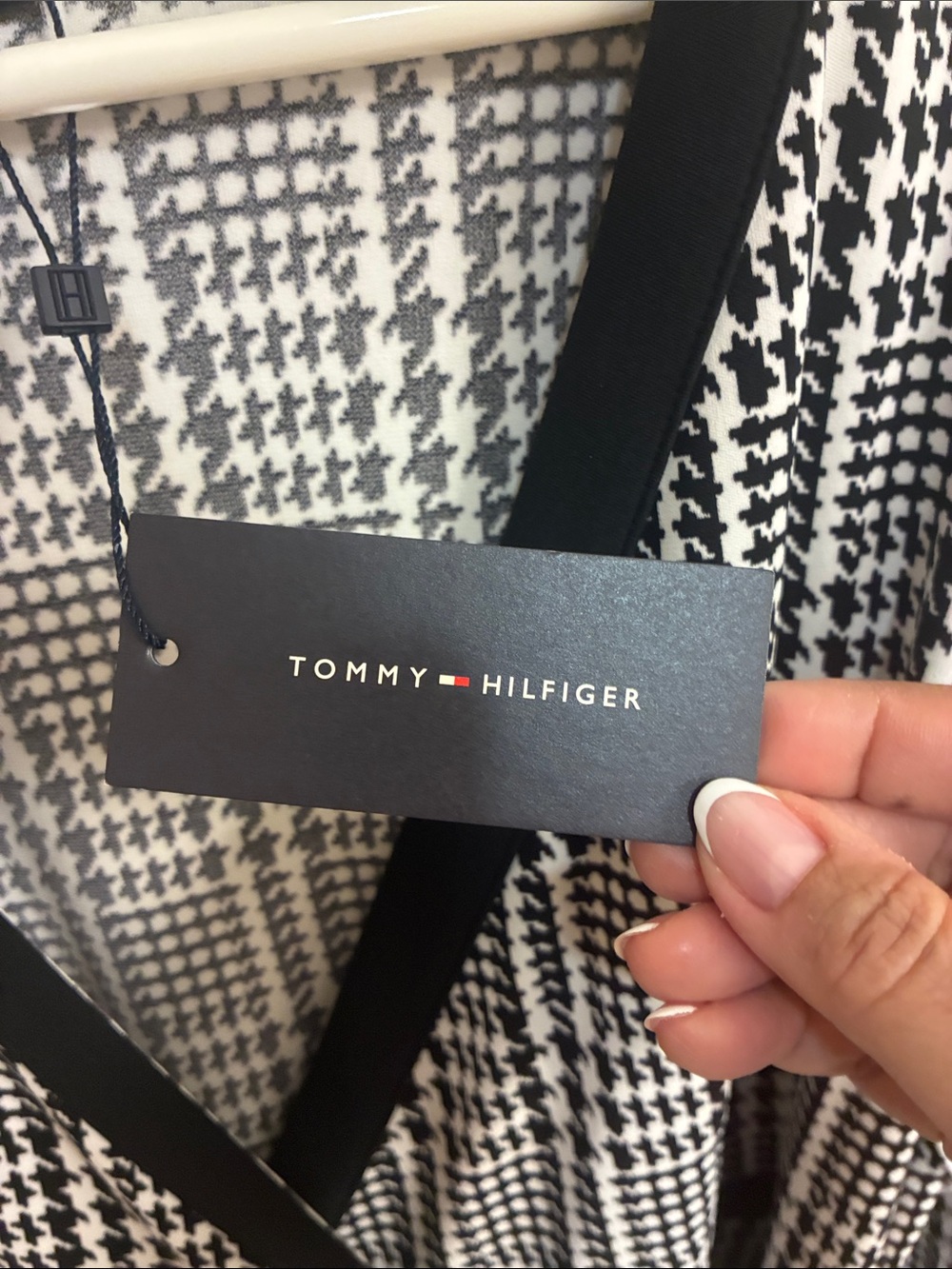NWT Tommy Hilfiger Black & White Houndstooth Wrap Dress Sz 14 - Picture 5 of 12